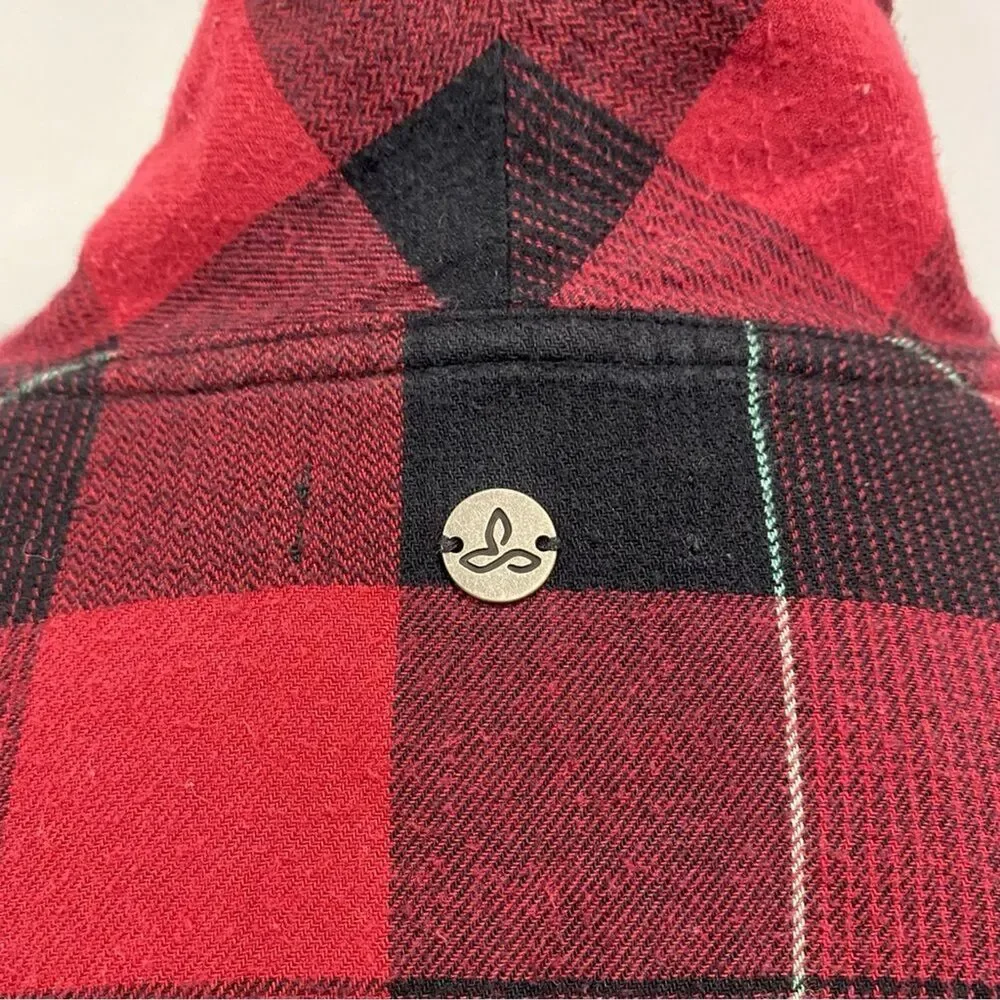 PRANA S Frosty Flake Organic Cotton Buffalo Plaid Flannel Pajama Top Winter Warm